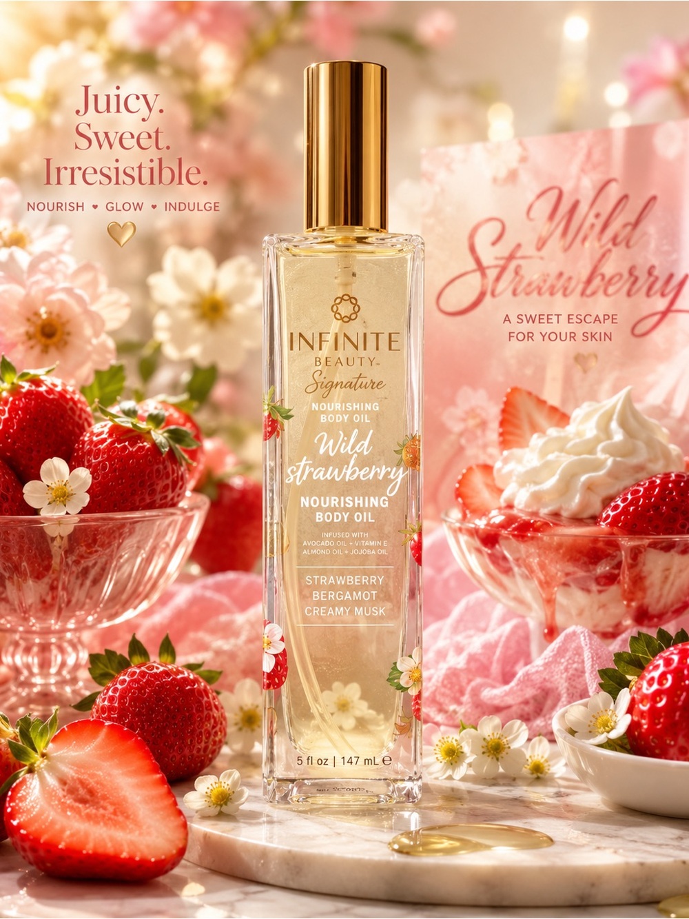 Infinite Beauty Wild Strawberry Nourishing Body Oil – 147 mL / 5 fl oz